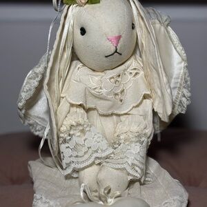 Cream Lace Bunny Victorian Themed Doll- Vintage Styled 1990s